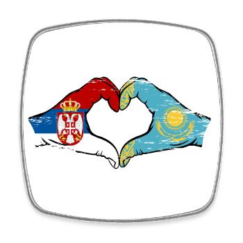 Serbie Kazakhstan drapeau mains forme de coeur utilisé - Magnet carré - blanc - Devant