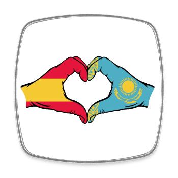 Spanien Kasachstan Flagge Hände Herzform - Viereckiger Kühlschrankmagnet - Weiß - Vorne