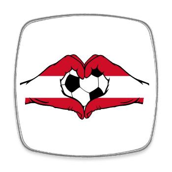 Autriche drapeau football mains forme de coeur - Magnet carré - blanc - Devant