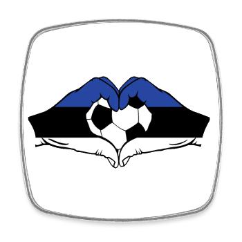 Estland Flagge Fußball Hände Herzform - Viereckiger Kühlschrankmagnet - Weiß - Vorne