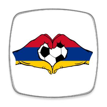 Armenien Flagge Fußball Hände Herzform - Viereckiger Kühlschrankmagnet - Weiß - Vorne
