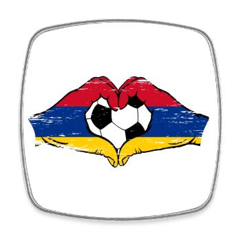 Armenien Flagge Fußball Hände Herzform used - Viereckiger Kühlschrankmagnet - Weiß - Vorne