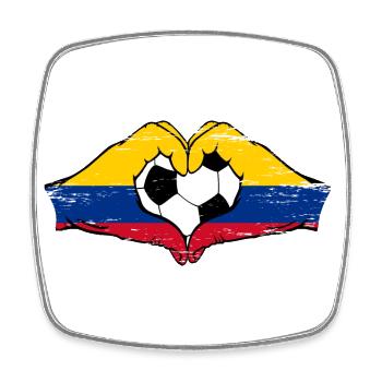Kolumbien Flagge Fußball Hände Herzform used - Viereckiger Kühlschrankmagnet - Weiß - Vorne