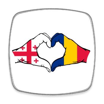 Georgien Rumänien Flagge Hände Herzform - Viereckiger Kühlschrankmagnet - Weiß - Vorne