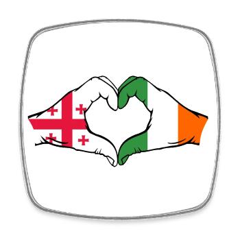Georgien Irland Flagge Hände Herzform - Viereckiger Kühlschrankmagnet - Weiß - Vorne