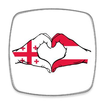 Georgia Austria Flag Hands Heart Shape - Square fridge magnet - white - Front