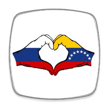 Russland Venezuela Flagge Hände Herzform - Viereckiger Kühlschrankmagnet - Weiß - Vorne