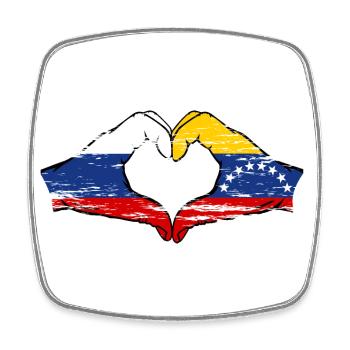 Russland Venezuela Flagge Hände Herzform used - Viereckiger Kühlschrankmagnet - Weiß - Vorne