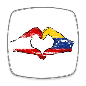 Austria Venezuela Flag Hands Heart Shape used - Square fridge magnet - white - Front