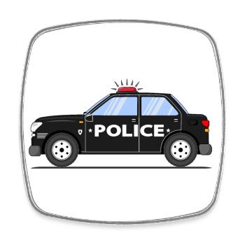 Voiture de police noire - Magnet carré - blanc - Devant
