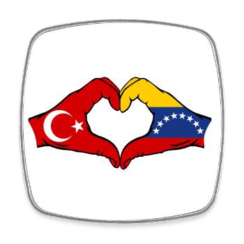 Türkei Venezuela Flagge Hände Herzform - Viereckiger Kühlschrankmagnet - Weiß - Vorne