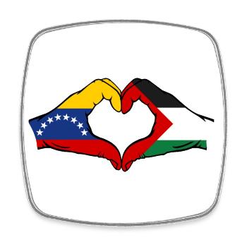 Venezuela Palestine drapeau mains forme de coeur - Magnet carré - blanc - Devant