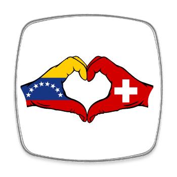 Venezuela Suisse Drapeau Mains Coeur Forme - Magnet carré - blanc - Devant