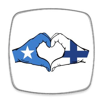 Somalie Finlande Drapeau Mains Coeur Forme - Magnet carré - blanc - Devant