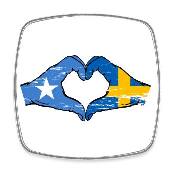 Somalie Suède drapeau mains forme de coeur utilisé - Magnet carré - blanc - Devant