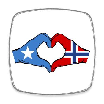 Somalie Norvège Drapeau Mains Coeur Forme - Magnet carré - blanc - Devant