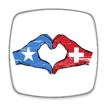 Somalie Suisse Drapeau Mains Coeur Forme Utilisé - Magnet carré - blanc - Devant