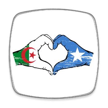 Algeria Somalia Flag Hands Heart Shape Used - Square fridge magnet - white - Front