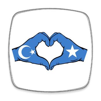 Ouïghours Somalie Drapeau Mains Coeur Forme - Magnet carré - blanc - Devant