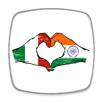 Italy India Flag Hands Heart Shape Used - Square fridge magnet - white - Front