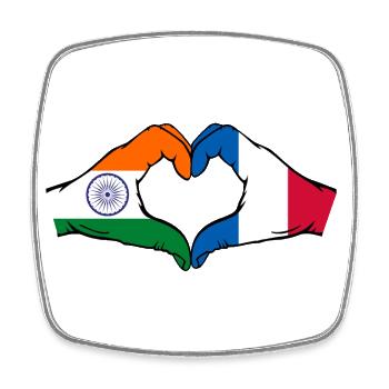 Indien Frankreich Flagge Hände Herzform - Viereckiger Kühlschrankmagnet - Weiß - Vorne