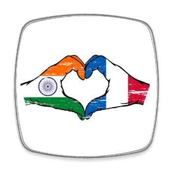 India France Flag Hands Heart Shape Used - Square fridge magnet - white - Front