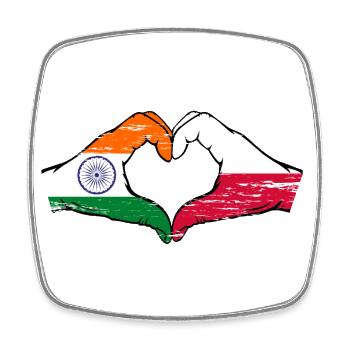 India Poland Flag Hands Heart Shape Used - Square fridge magnet - white - Front