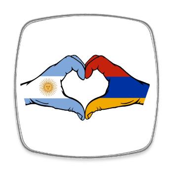 Argentine Arménie Drapeau Mains Coeur Forme - Magnet carré - blanc - Devant