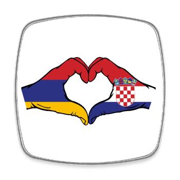 Armenia Croatia Flag Hands Heart Shape - Square fridge magnet - white - Front