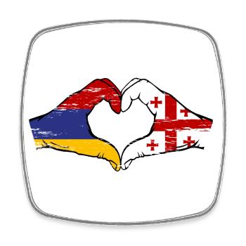 Armenia Georgia flag hands heart shape used - Square fridge magnet - white - Front