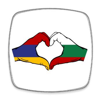 Armenien Bulgarien Flagge Hände Herzform - Viereckiger Kühlschrankmagnet - Weiß - Vorne