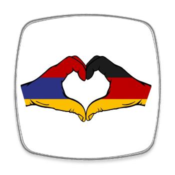 Arménie Allemagne Drapeau Mains Coeur Forme - Magnet carré - blanc - Devant