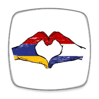 Arménie Hollande Drapeau Mains Coeur Forme Utilisé - Magnet carré - blanc - Devant