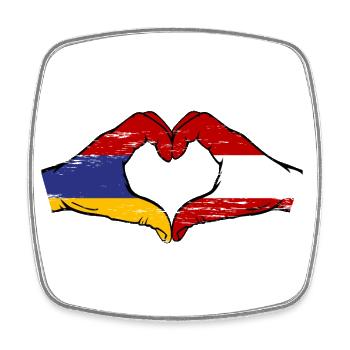 Armenia Austria Flag Hands Heart Shape Used - Square fridge magnet - white - Front