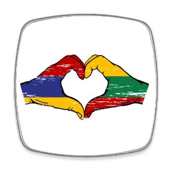 Armenien Litauen Flagge Hände Herzform used - Viereckiger Kühlschrankmagnet - Weiß - Vorne
