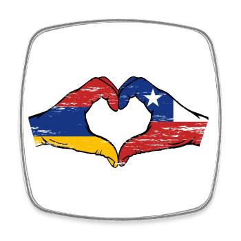 Armenien Chile Flagge Hände Herzform used - Viereckiger Kühlschrankmagnet - Weiß - Vorne
