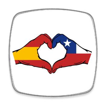 Spain Chile Flag Hands Heart Shape - Square fridge magnet - white - Front