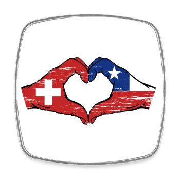 Schweiz Chile Flagge Hände Herzform used - Viereckiger Kühlschrankmagnet - Weiß - Vorne