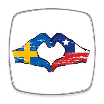 Schweden Chile Flagge Hände Herzform used - Viereckiger Kühlschrankmagnet - Weiß - Vorne