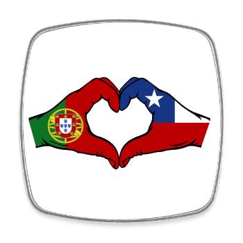 Portugal Chile Flagge Hände Herzform - Viereckiger Kühlschrankmagnet - Weiß - Vorne