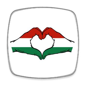 Drapeau de la Hongrie Mains Forme Coeur - Magnet carré - blanc - Devant