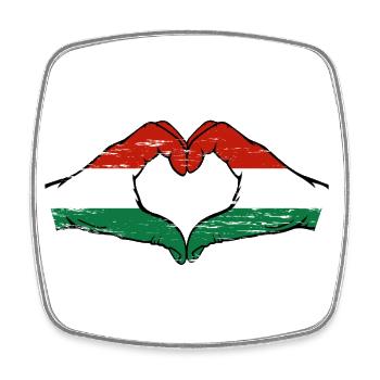 Ungarn Flagge Hände Herzform used - Viereckiger Kühlschrankmagnet - Weiß - Vorne