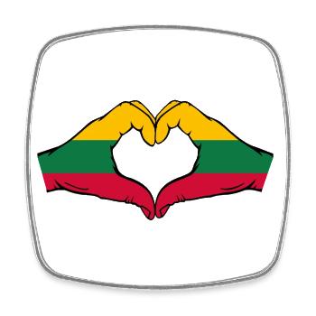 Lithuania Flag Hands Heart Shape - Square fridge magnet - white - Front