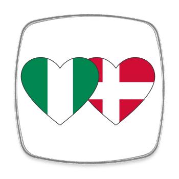 Nigeria Danemark Drapeau Coeur - Magnet carré - blanc - Devant
