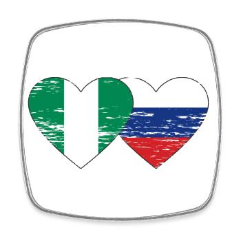 Nigeria Russie Drapeau Coeur Utilisé - Magnet carré - blanc - Devant