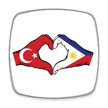 Türkei Philippinen Flagge Hände Herzform - Viereckiger Kühlschrankmagnet - Weiß - Vorne