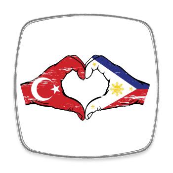 Turquie Philippines Drapeau Mains Coeur Forme Utilisé - Magnet carré - blanc - Devant