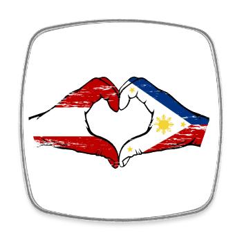 Österreich Philippinen Flagge Hände Herzform used - Viereckiger Kühlschrankmagnet - Weiß - Vorne