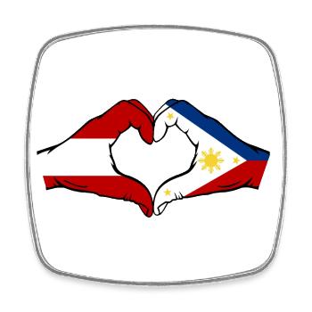 Österreich Philippinen Flagge Hände Herzform - Viereckiger Kühlschrankmagnet - Weiß - Vorne