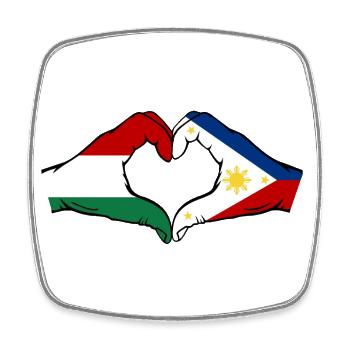 Ungarn Philippinen Flagge Hände Herzform - Viereckiger Kühlschrankmagnet - Weiß - Vorne